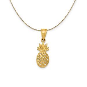 14k Yellow Gold 3D Pineapple (9mm) Necklace - 24 In